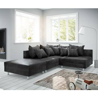 Ecksofa Clovis Anthrazit Antik Optik Hocker Ottomane Links Modulsofa