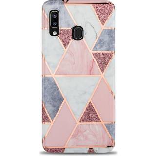 Samsung Galaxy A30 Fleksibelt TPU Plastik Bagside Cover - Marmor - Lyserød