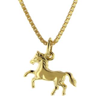 trendor 51089 Kinder Pferdchen-Anhänger Gold 333/8K + vergoldete Silberkette