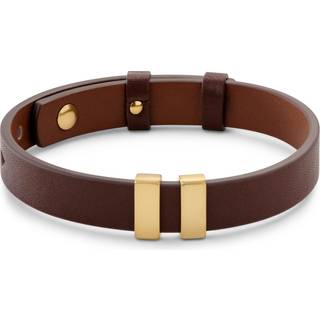 Nomen | Brunt Læder Guldfarvet ID Armbånd