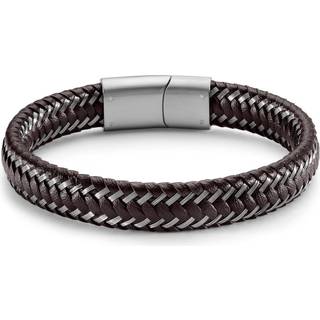 Flettet Brunt Læder- & Stålarmbånd