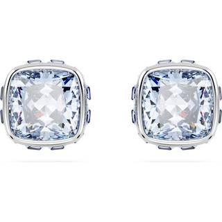 Birthstone Ohrstecker, Kissenschliff, März, Blau, Rhodiniert