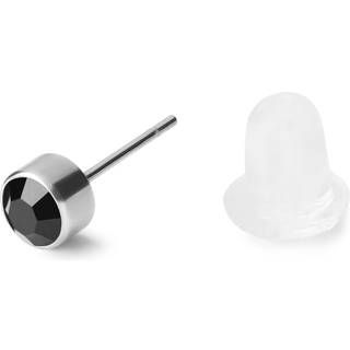 3MM Rund Sølvfarvet & Sort Kubisk Zirkon Ørering