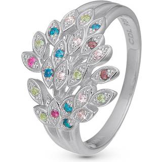 Christina Peacock sølv ring med 22 farvede cubic zirkoner