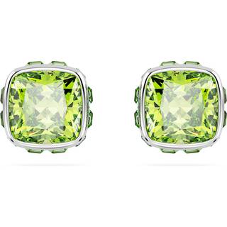 Birthstone Ohrstecker, Kissenschliff, August, Grün, Rhodiniert