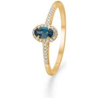 Mads Z - Madeleine ring i 14kt. guld m. blå topas og 0,08ct.