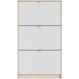 Skoskab 3 klaplåger - Eg struktur Hvid