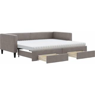 Daybed Stof Farvet Creme - med udtræk og skuffe og madras / 90 x 200 cm