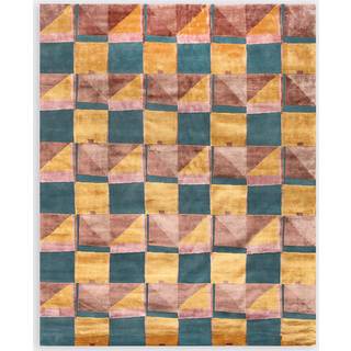 Illulian Rugs - 'Costellazioni II' rug in multicolor 50% natural wool, 50% silk
