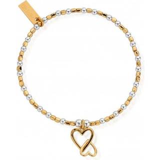 ChloBo Mixed Metal Linked Heart Bracelet - Gold - Silver - 18cm