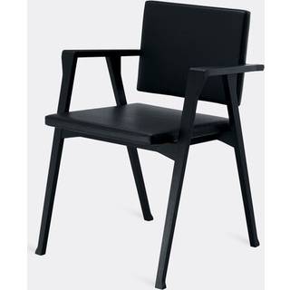 Cassina Seating - 'Luisa' small armchair, black leather in BLACK Ashwood structure, leather uph