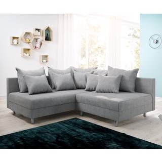Ecksofa Clovis Grau Flachgewebe Ottomane Links Modulsofa