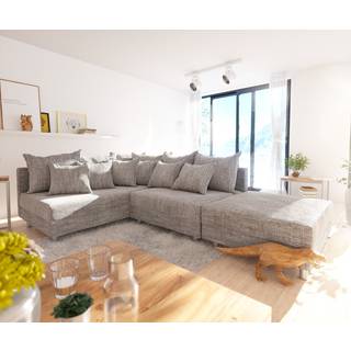Ecksofa Clovis Hellgrau Strukturstoff Hocker Ottomane Links Modulsofa
