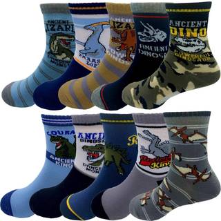 Cczmfeas barn pojkar tecknad dinosaurier mönster sportstrumpor 10 par (8-12 år dinosaurier 6)