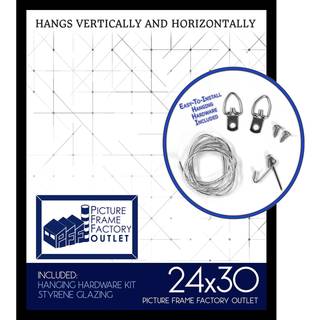 24x30 Picture Frame 1.25 """" Black MDF Plexi Glass and Hanging Hardware inkluderet