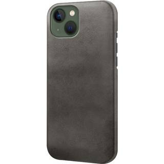 iPhone 14 Plus Læderbetrukket Plastik Cover - Sort