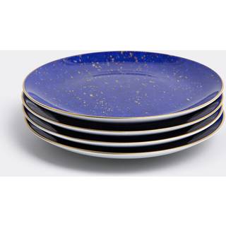 L'Objet Tableware - 'Lapis' dessert plate, set of four in Blue, Gold Porcelain