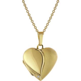 trendor 75738 Medaillon Herz mit Damen-Halskette Gold auf Silber 925