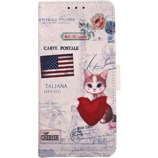 iPhone 13 Pro Læder Flip Cover m. Pung - Kat med Hjerte