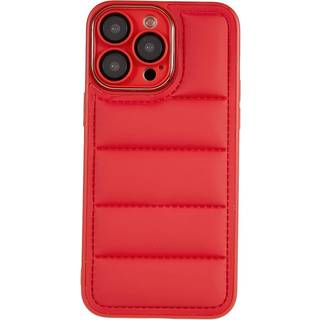 iPhone 14 Pro Læderbetrukket 3D Plastik Cover m. Kamera Beskyttelse - Rød