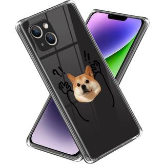 iPhone 14 Fleksibelt Plastik Bagside Cover Gennemsigtig m. Print - Overgivende Hund