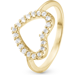 Sparkly Heart Ring - Blankpoleret Forgyldt Sterling Sølv m. 20 Hvide Cubic Zirkonia - Christina