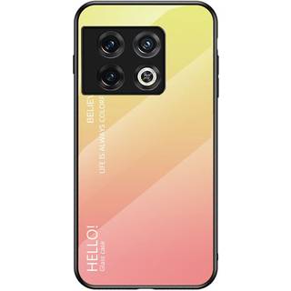 OnePlus 11 Glas Bagside Cover - Hello - Gul / Lyserød