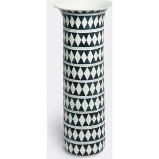 L'Objet Vases - 'Tribal Diamond' vase, large in Black, white Earthenware