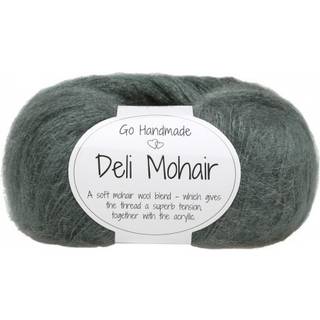 Go Handmade Deli Mohair 87 Let grøn Indhold:40% uld, 10% mohair, 50% akryl Vægt/længde: 25 g = ca. 200 meter Anbefalede pinde: 2.5-3 mm Strikkefasthed: 10 = 22 m Vask: Håndvask 30ºC.
