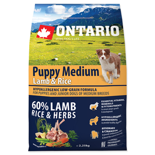 ONTARIO PUPPY MEDIUM LAM/RIS 2,25 kg