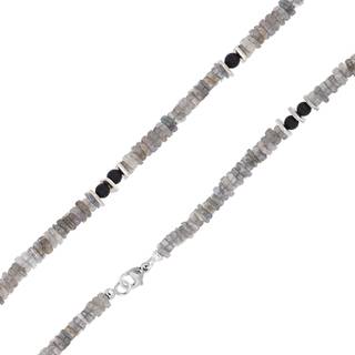 trendor 15512 Herren-Kette 925 Silber Collier Labradorit + Onyx 50 cm