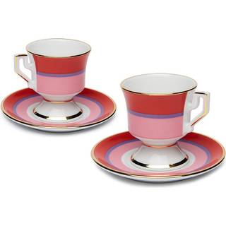 La DoubleJ Tea And Coffee - 'Rainbow' espresso cup and saucer, set of two, pink in pink 100% PORCELAIN