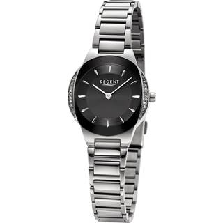 Regent 12221179 Damen-Armbanduhr Edelstahl Silber/Schwarz