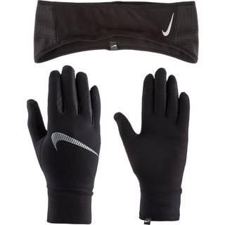 Nike Essential Stirnband + Running Gloves Women - Black, Silver, Size M/L - black