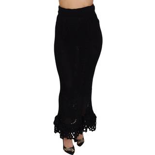Dolce & Gabbana Sort Knitted Bomuld High Waist Mermaid Skirt