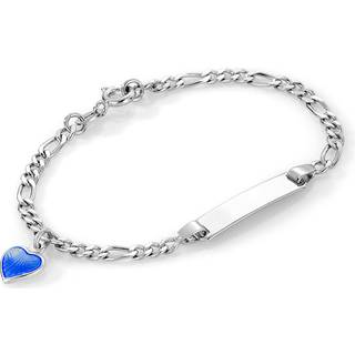 Pia & Per børne ID armbånd i sølv med blomst, turkis