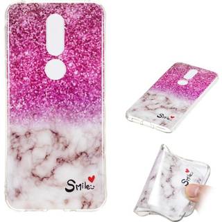 Nokia 7.1 Fleksibelt Marble Cover Lyserød