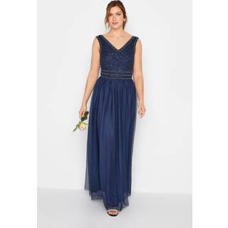 Lts Tall Navy Blue Sequin Hand Embellished Maxi Dress 22 Lts | Tall Women's Occasion Dresses