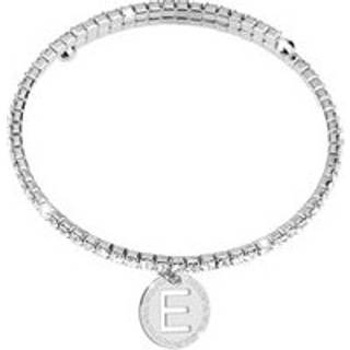 Rebecca Silver Crystal Letter E Bracelet - Silver - One Size