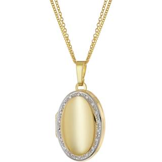 trendor 15640 Medaillon mit Diamanten Gold 333 an Vergoldeter Silberkette