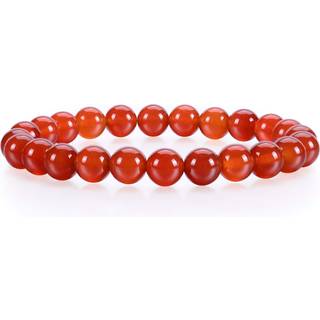 Cherry Tree Collection Semi Precious Gemstone Beaded Stretch Bracelet 8mm runde perler 7 """" (R?d agat - Deep Orange)