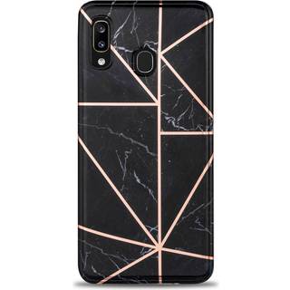 Samsung Galaxy A30 Fleksibelt TPU Plastik Bagside Cover - Marmor - Sort