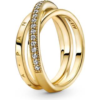 Pandora - Forgyldt bånd ring med sten - 169057C01