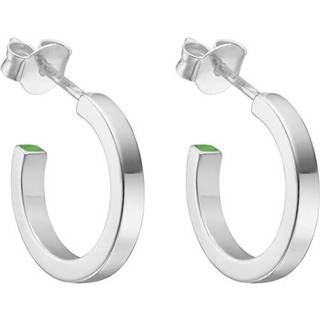 Enamel Copenhagen - Øreringe, Hoops, plain loop - Sølv/emerald grøn