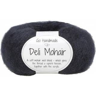 Go Handmade Deli Mohair 86 Kanel Indhold:40% uld, 10% mohair, 50% akryl Vægt/længde: 25 g = ca. 200 meter Anbefalede pinde: 2.5-3 mm Strikkefasthed: 10 = 22 m Vask: Håndvask 30ºC.