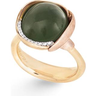 OLE LYNGGAARD COPENHAGEN Lotus 3, 18 kt. guld ring med serpentin og brillanter - Str. 54