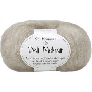 Go Handmade Deli Mohair 85 Kit Indhold:40% uld, 10% mohair, 50% akryl Vægt/længde: 25 g = ca. 200 meter Anbefalede pinde: 2.5-3 mm Strikkefasthed: 10 = 22 m Vask: Håndvask 30ºC.