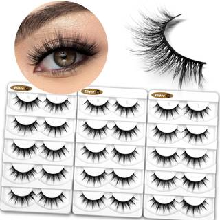 Eliace Falske jenvipper Wispy Faux Mink Eyelashes 3D Volume & Wispiness Lash Extension 14mm Meget let og behagelig falske jenvipper Genanvendel