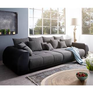Big-Sofa Violetta 310x135 cm Schwarz inklusive Kissen