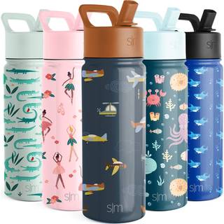 Simple moderne b?rn vandflaske med halml?g | Isoleret rustfrit st?l Genanvendelig tumbler til sm?b?rnskole | Summit Collection | 18 oz hjul op